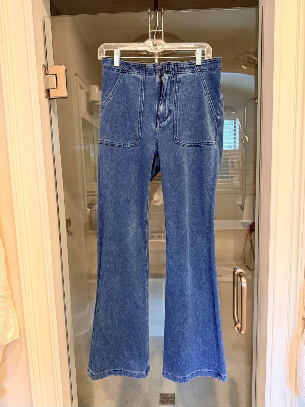 Pilcro Mid-Rise Wide-Leg Jeans in Blue Denim